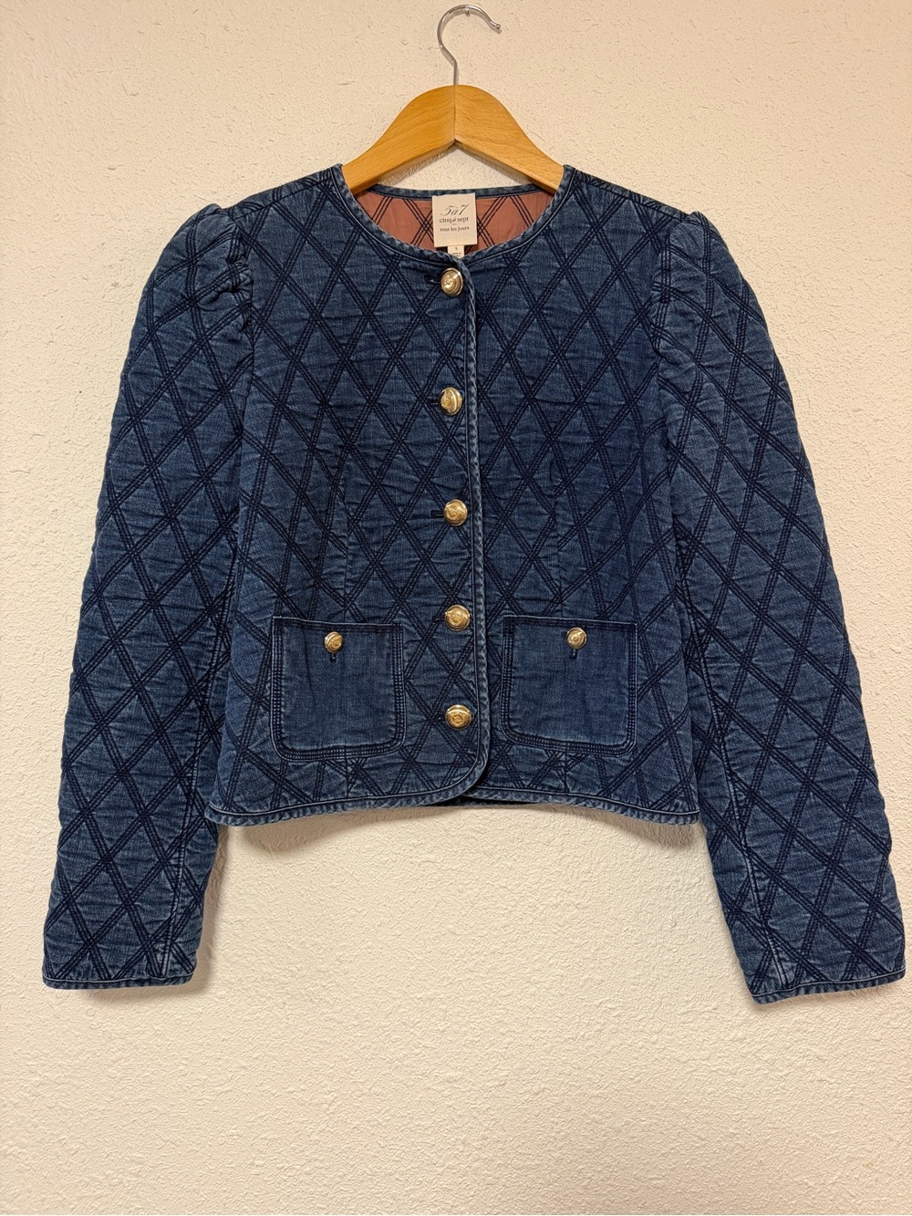 Cinq à Sept Denim Quilted Gretchen Jacket size small Lady Jacket